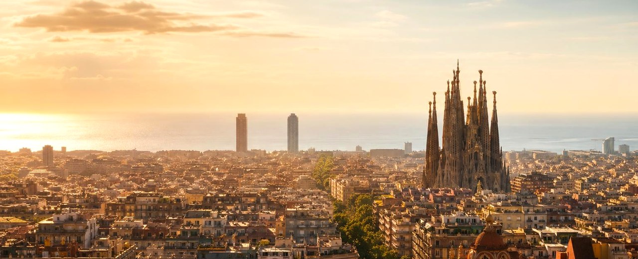 Barcelona Spain skyline and landmark banner for CityPage