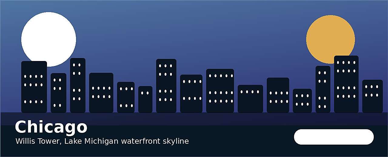 Chicago city-specific skyline and landmark banner for CityPage