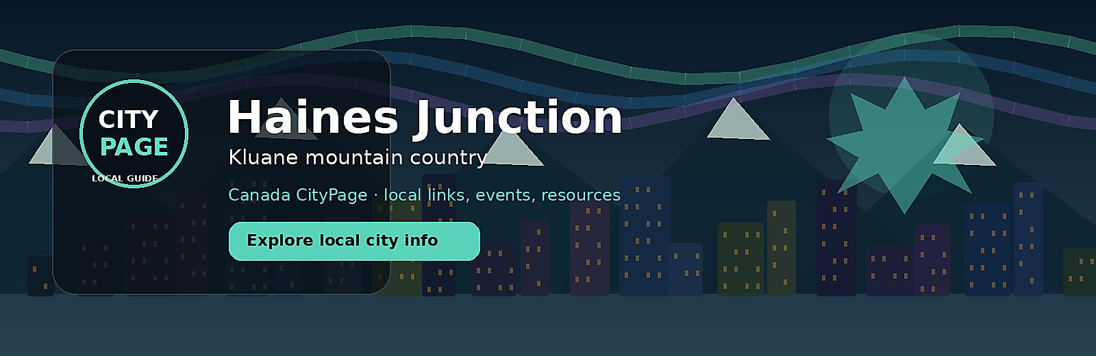Haines Junction city-specific skyline and landmark banner for CityPage
