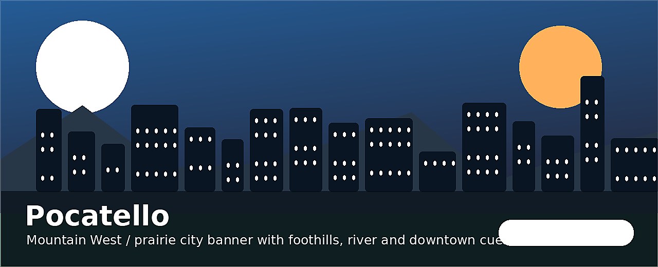Pocatello city-specific skyline and landmark banner for CityPage