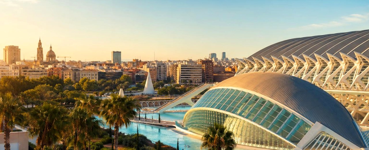 Valencia Spain skyline and landmark banner for CityPage