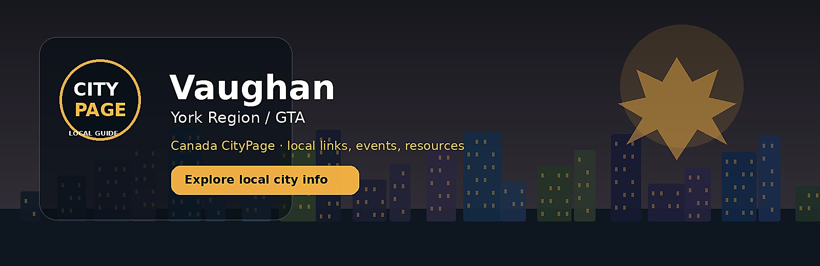 Vaughan city-specific skyline and landmark banner for CityPage