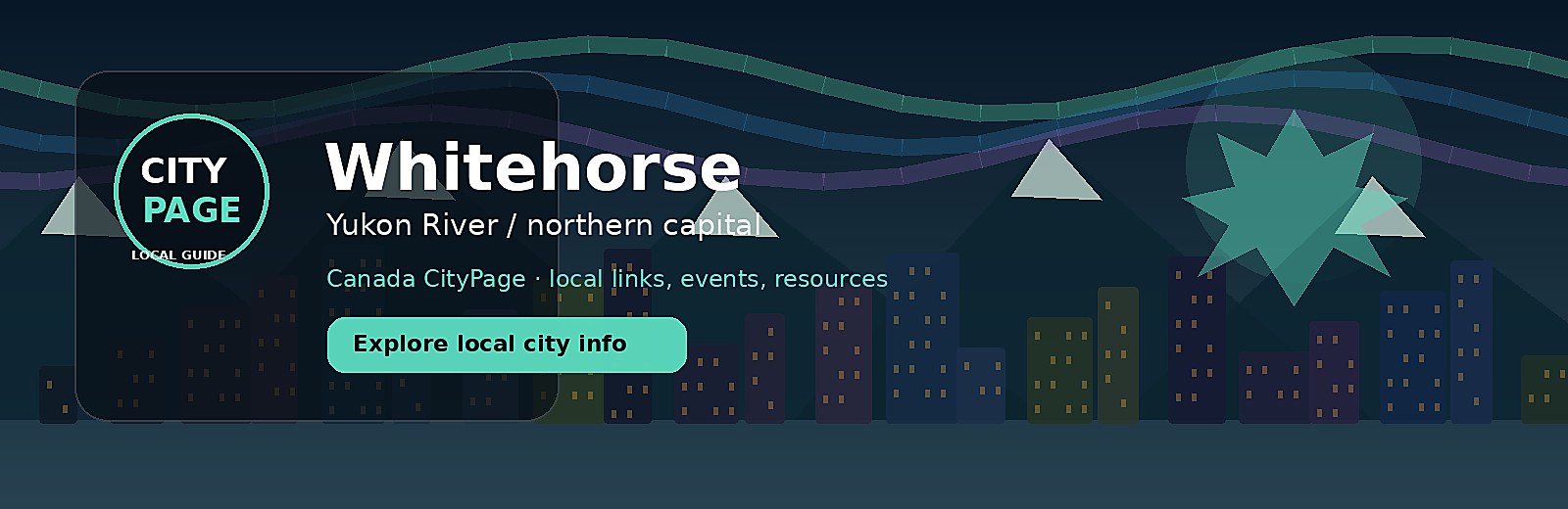 Whitehorse city-specific skyline and landmark banner for CityPage